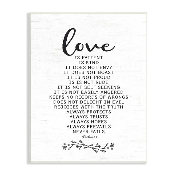 Stupell Industries Love is.. Uplifting Heartfelt Quote Spiritual Scripture Graphic Art Unframed Art Print Wall Art, Design by Lettered and Lined