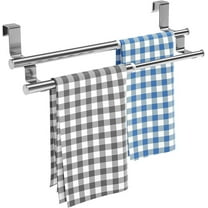 Casewin 1 Pack Cabinet Towel Rails,Adjustable Over Door Towel Rack Sink Towel Holder Stainless Steel Tea Towel Rail Kitchen Bathroom Towel Rack Over Door Cupboard Drawers Anti-Slip