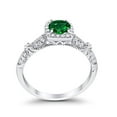 thumbnail image 6 of Halo Round Engagement Ring Green Emerald CZ 925 Sterling Silver Size 5, 6 of 7