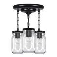 thumbnail image 6 of Ridgeyard Farmhouse Black 3-Lights Mason Jar Ceiling Pendant Light for Kitchen Island, Hallway, Dining Room - 1 Pack, 6 of 14