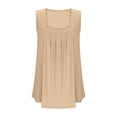 thumbnail image 4 of Women's Casual Square Neck Tank Top Pure Color Ruffle Detail Blouse for Spring Summer Daily Wear with Jeans Workout Set Fitted T Shirt Atmosphere Top Cleavage Cover plus Size Camisole Petite 3, 4 of 6