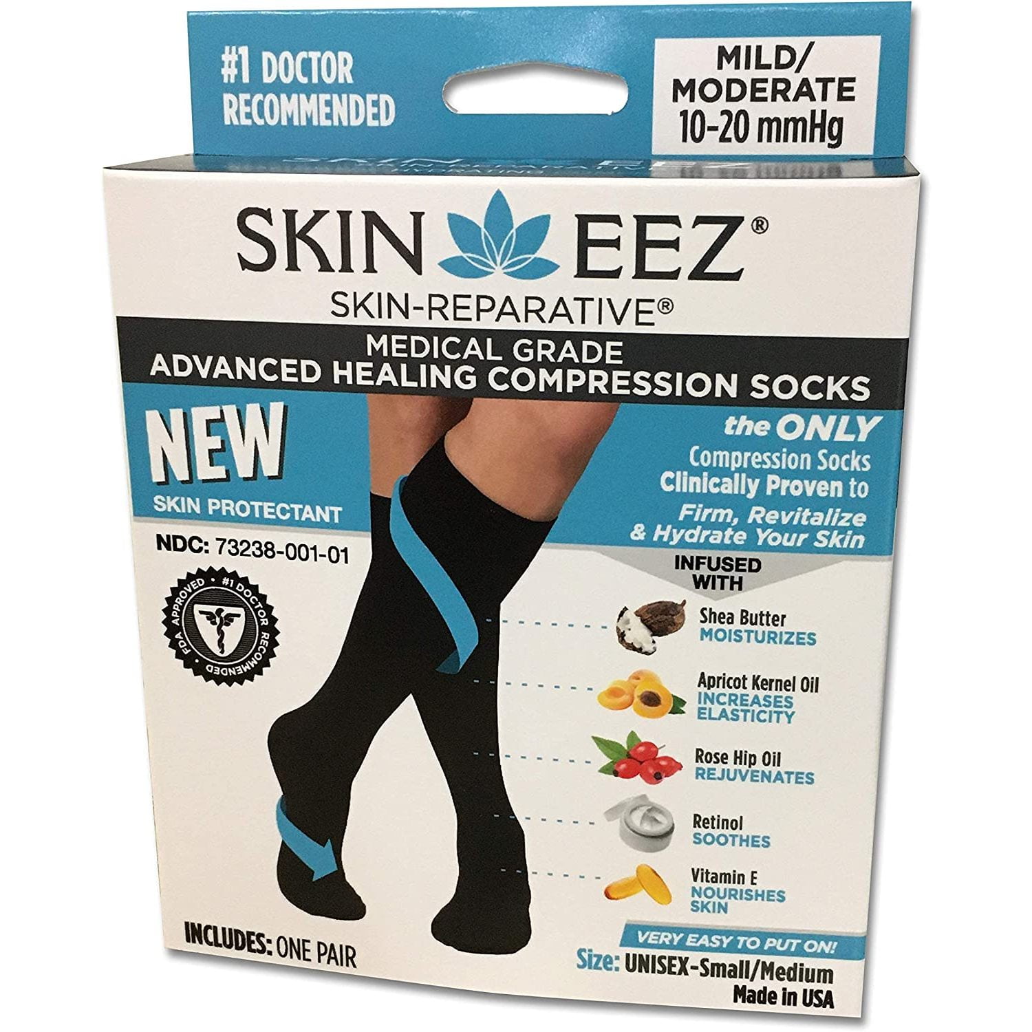 Skineez SkinRepartive Medical Grade, Hydrating Compression Socks, 10