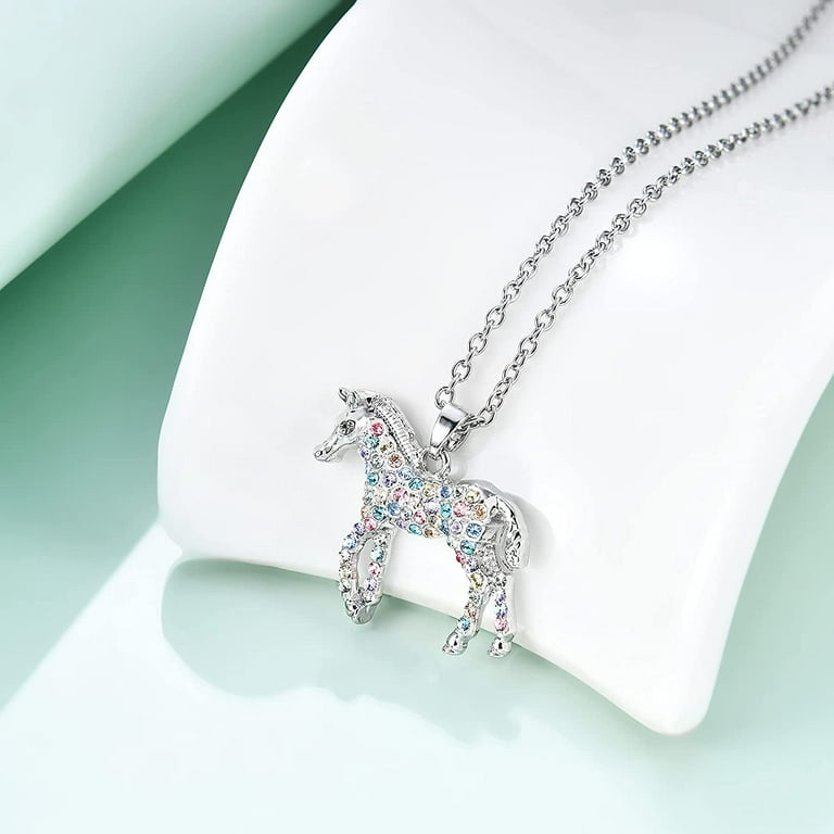  Hidepoo Horse Gifts Horse Necklace for Girls, 14K White Gold  Plated Letter D Initial Horse Pendant Necklace Horse Gifts for Girls  Valentines Day Girls Gifts Toddler Necklace Kids Jewelry(D): Clothing, Shoes