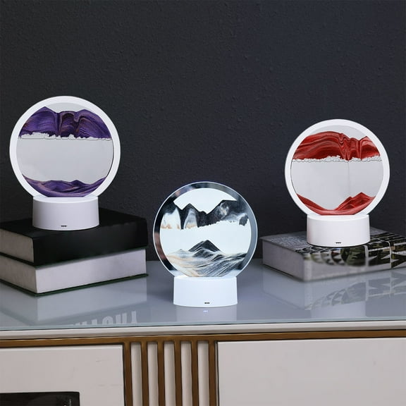 Sand Art Kits Moving Sand Art Liquid Motion, Round Glass Moving Sand Art Picture Relaxing Desktop Home Office