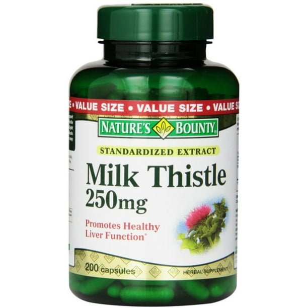 Nature's Bounty Milk Thistle 250 mg Capsules 200 ea (Pack of 4