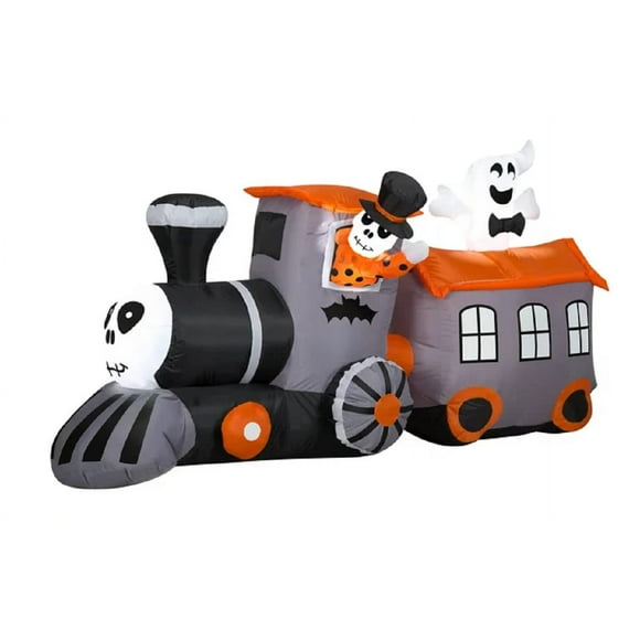 Skeleton Train with Ghost Halloween Inflatable by Gemmy 6' Long