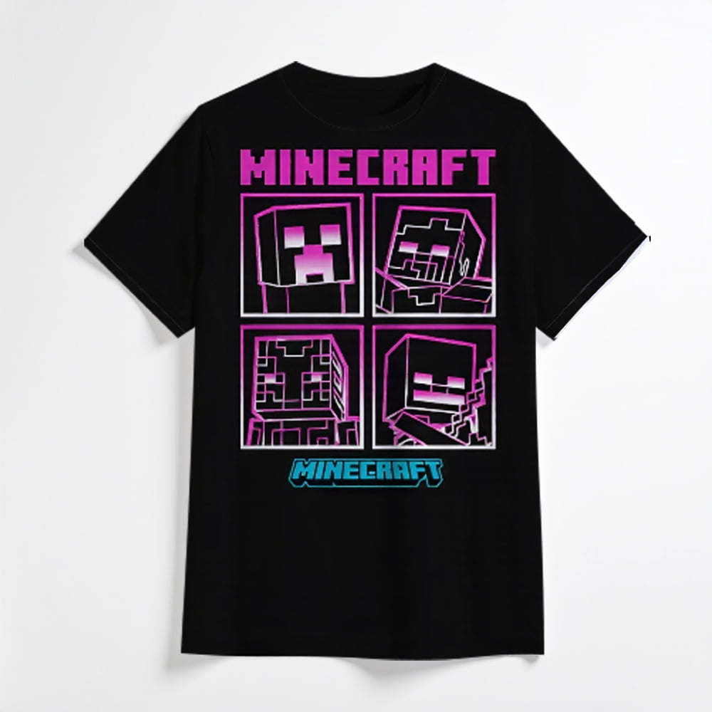 Minecraft Boy's Short Sleeve T-Shirt 4-Pack - Creeper, Skeleton, Zombie Graphic Tee Set for Kids (Sizes 4-16)