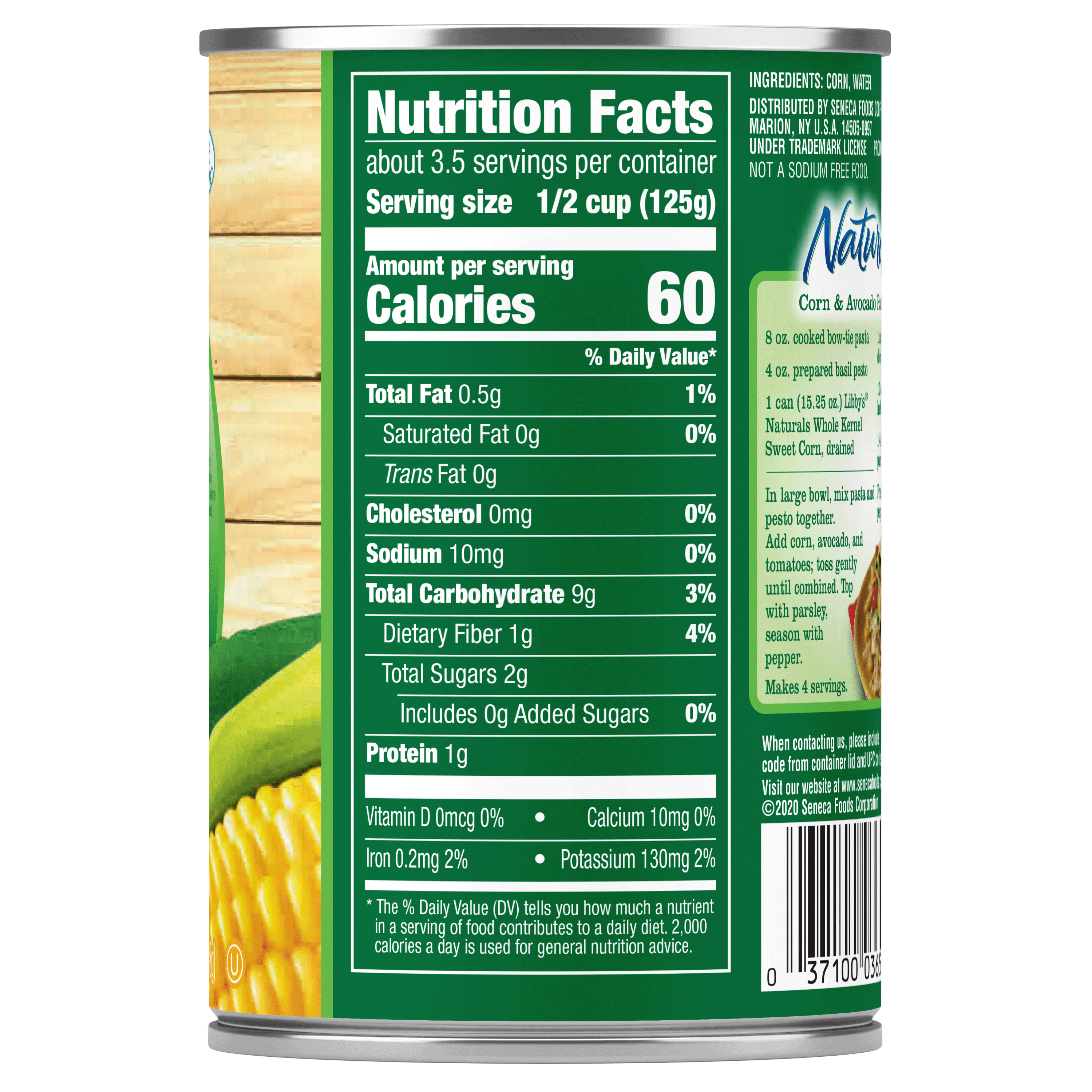(6 Cans) Libby's Naturals Whole Kernel Corn, No Salt Added, No Sugar Added, 15.25 oz