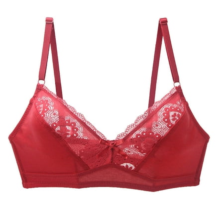 Mrat Seamless Bralettes for Women Ladies Fashion Comfortable Breathable Lace No Steel Ring Lift Breasts Bra Woman Underwear Wireless Comfort Sleep Bra for Women S-947 Wine 95C
