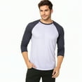 thumbnail image 2 of Men's 3/4 Sleeve Crew Neck Baseball Shirt, Casual Dynamic Cotton Raglan T Shirts, Charcoal Gray/Heather Gray S, 1 Pack, 2 of 7