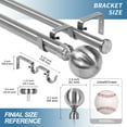 thumbnail image 3 of Urbanest Steel Ball Flat Button 1" 3/4" Double Drapery Curtain Window Rod Set - 28" to 48", Brushed Steel, 3 of 6