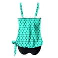 thumbnail image 7 of Tnhcen Women's Scoop Neck Printed Polka Dot Tankini 2-Piece Swimsuit Set, Adjustable Straps Built-in Bra No Underwire Tummy Control S-2XL Polyester Swimwear, 7 of 7