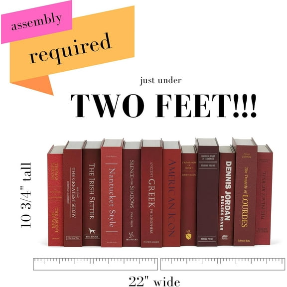 12 Decorative Faux Books, Red Home Decor Accents, Coffee Table Bookshelf Decor