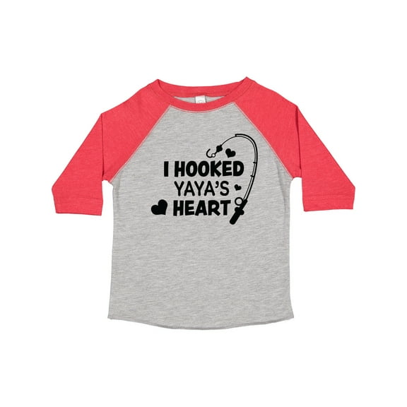 Inktastic I Hooked Yayas Heart with Fishing Rod Boys or Girls Toddler T-Shirt