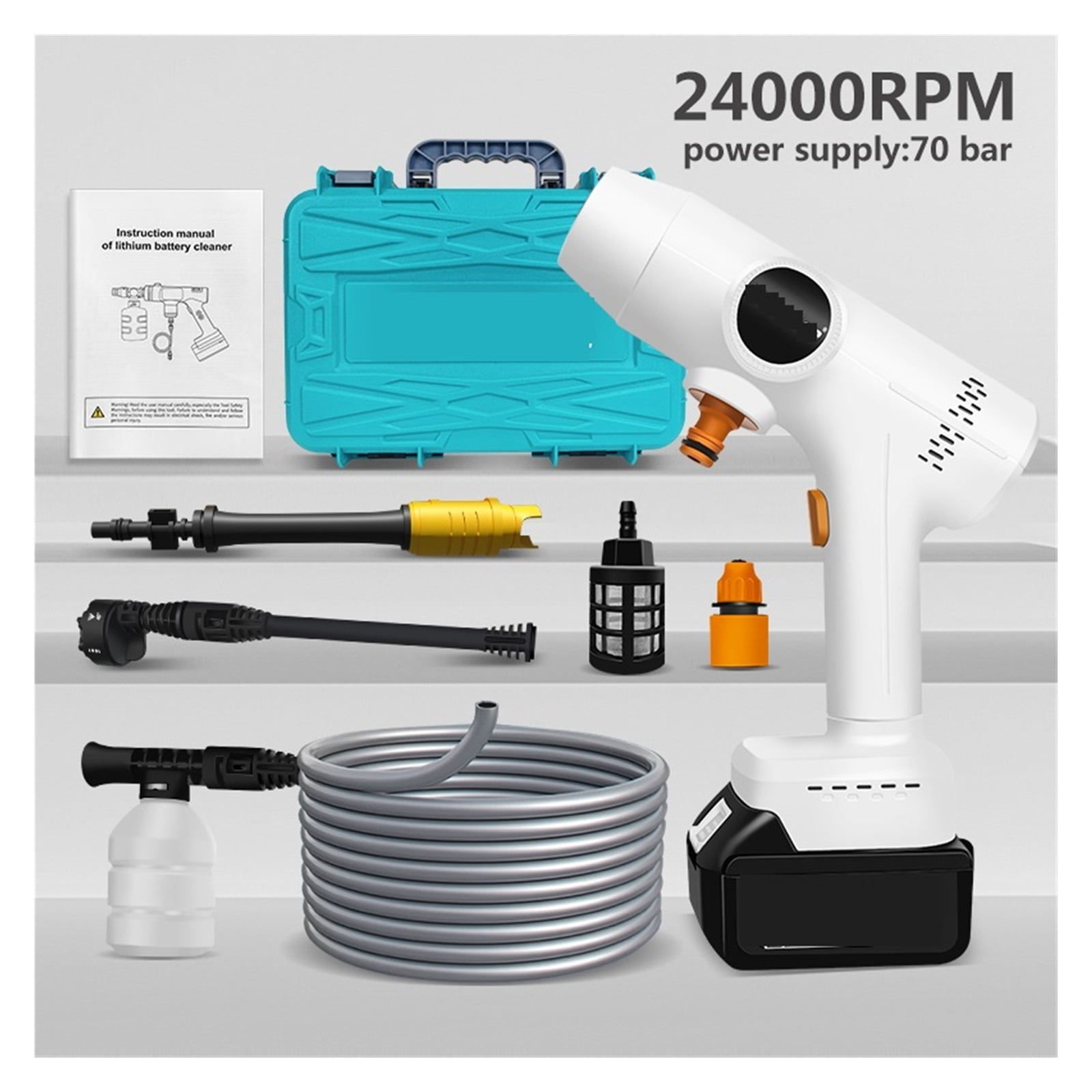 120 Bar Cordless Electric High Pressure Washer Rechargeable Auto Car Washing Spray Gun Water Gun For 18V Battery ,Effortless cleaning