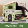thumbnail image 3 of Beds for Indoor Cats, Cardboard  House with Scratchers, Coffee Shop, Large Sturdy  Furniture Condo Cave Tent, Easy to Assemble Pet Toys Accessories Stuffs, Bunny Small Animals, 3 of 6