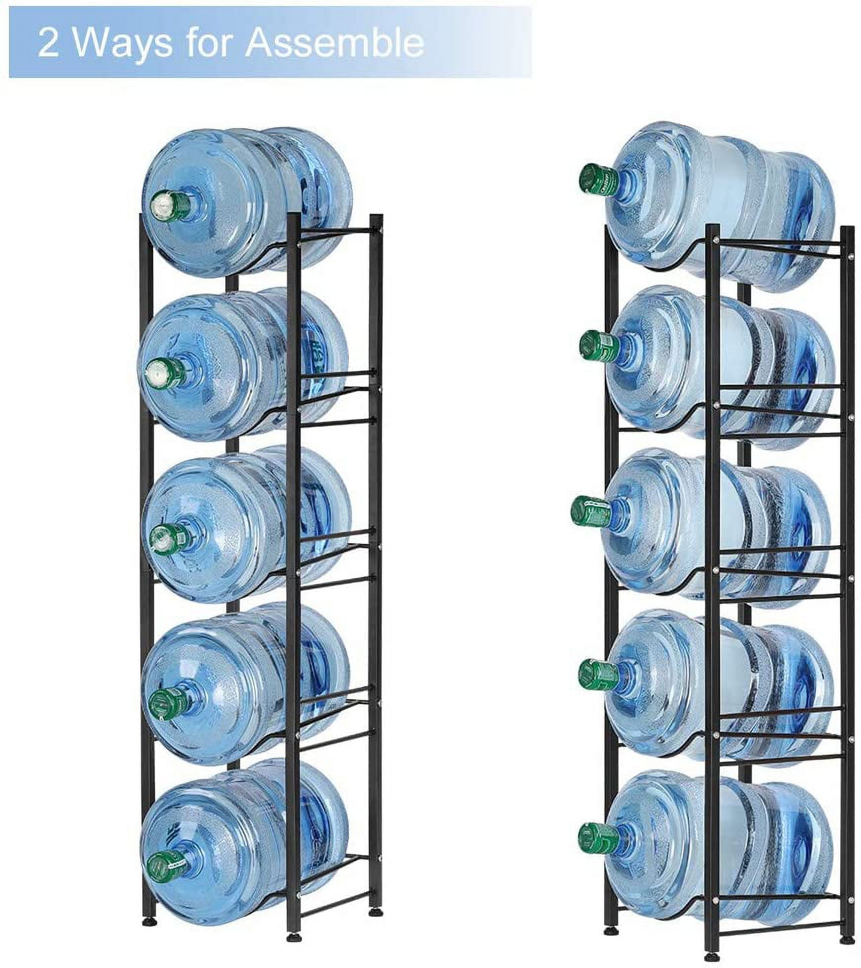 5 Gallon Water Jug Holder Water Bottle Storage Rack, 5 Tiers, Black
