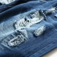 thumbnail image 4 of WREESH Men's Casual Denim Shorts High-End Ripped Personality Camouflage Stitching Trend Shorts Blue, 4 of 9