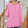 thumbnail image 4 of Ashirexll Winter Sweaters Pullover Sweaters for Women Button Neck Tops Off Shoulder Long Sleeve Knit Pullover Sweater Casual, 4 of 5
