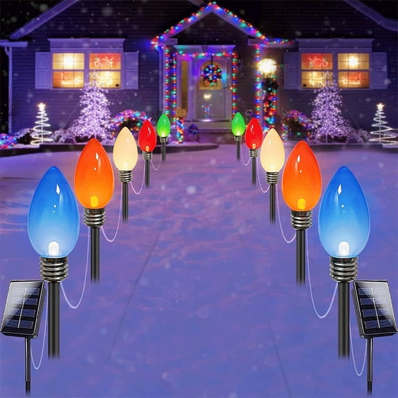 24pcs Solar C9 LED Christmas Lawn Lights | Colorful Energy-Efficient Bulbs | Low-Voltage Wireless Garden Decor | Easy Install Semi-Flush Mount | Durable Holiday Illumination