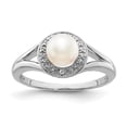 thumbnail image 3 of 925 Sterling Silver Polished Diamond and Freshwater Cultured Pearl Ring Size 5 Measures 2mm Wide - Ring for Women, 3 of 5
