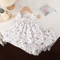 thumbnail image 2 of newwalpole Baby Toddler Girl 2 Piece Clothes 6 12 18 24 Months 2T 3T 4T Solid Color Eyelet Sleeveless Square Neck Tops and Shorts Outfits Set Blue for Size 6-12 Months, 2 of 4