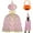 Pink, variant on Halloween Wizard Cape Witch Cloak with Wizard Hat and 2 Pumpkin Goody Bag Suitable for 12 Years Child