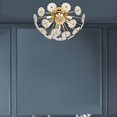 thumbnail image 3 of Noble House 19.7" Flush Mount Ceiling Light, Modern Flower Glass Petal Chandelier for Bedroom and Hallway, Golden, 3 of 6