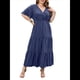 thumbnail image 1 of Vestido Informal de Lunares para Mujer, Talla Grande, de Verano, Corta, Cuello en V, Holgado, Escalonado Azul XXL, 1 of 9