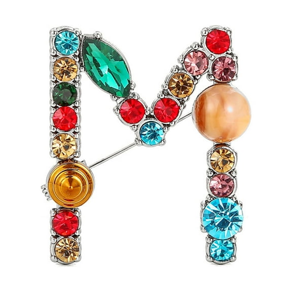 Brooch Exquisite Beautiful Colorful Letter Brooch Pin for Banquet