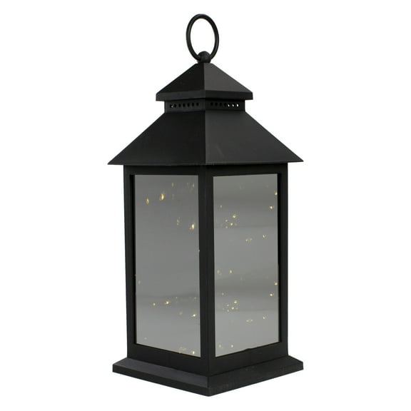 Northlight LED Lighted Flickering  Candle Lantern - 12" - Black - Warm White Light