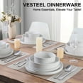 thumbnail image 6 of Vesteel 16 Pieces Dinnerware Set for 4, Premium Stoneware Ribbed Dishes, Chip & Scratch Resistant Plates and Bowls Set for Home Restaurant, Microwave and Dishwasher Safe - Speckled White, 6 of 9