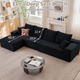 thumbnail image 4 of LUCKHAO 140" L-Shaped Modular Sectional Sofa, No Assembly Required, Corduroy Cloud Deep Seat Couch with Chaise, Black, 5-Seater, for Living Room & Bedroom, 4 of 7
