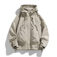thumbnail image 5 of Husipze Rain Jacket Men Lightweight Waterproof Raincoat Zip Up Windbreaker Athletic Coats with Hood Mens Casual Jacket for Outdoor Sports Beige XL, 5 of 6