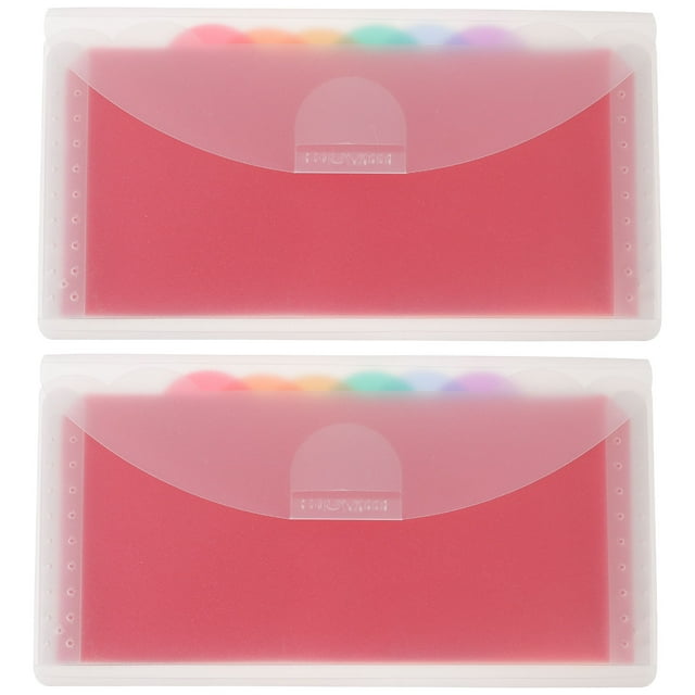 2Pcs Receipt Organizer File Folder Plastic Accordion Folder Small Accordion Organizer Money Organizer