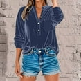thumbnail image 2 of Stamzod Womens Long Sleeve Tops Fashion Solid Color V Neck Velour Pullover Top Casual Loose Plus Size Spring Clothes for Women Navy XXXL, 2 of 6