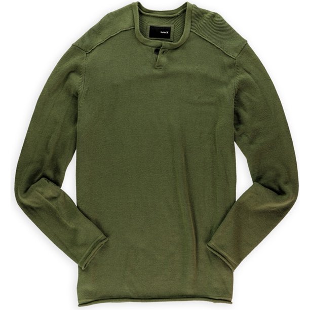 Hurley suéter de punto con 1 botón Henley para hombre, verde, XX-Large