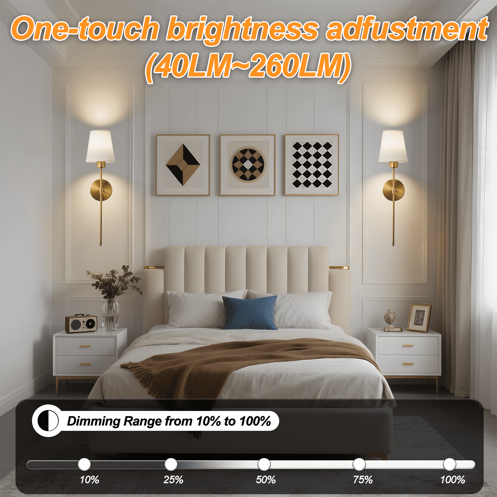 Keyinest Wireless Rechargeable Wall Sconce Set of 2, RGB Dimmable Light with 15 Colors and Remote Control, Modern Wall Lamp for Bedroom, Living Room, Hallway
