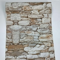 Xiao Hua 236"x17.7" 3D Stone Peel and Stick Wallpaper Kitchen Backsplash Tile Wallpaper Removable Self-Adhesive Rock Wallpaper Roll Castle Stone Wallpaper Vinyl Decor