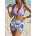 thumbnail image 6 of SHEWIN Bikini Sets for Women High Waist Swimsuits Halter Bikini Two Piece Bathing Suits Purple XL, 6 of 10