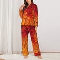 thumbnail image 3 of Kll Autumn Leaf Print Women'S Long Sleeve Pajamas With Pants Sleepwear Loungewear 2 Set-Large, 3 of 9