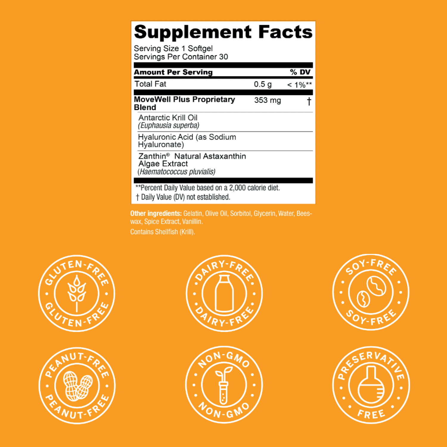 Live Conscious Movewell Plus Antarctic Krill Oil, Healthy Joint & Muscle Support Supplement, 353 mg, 60 Softgels