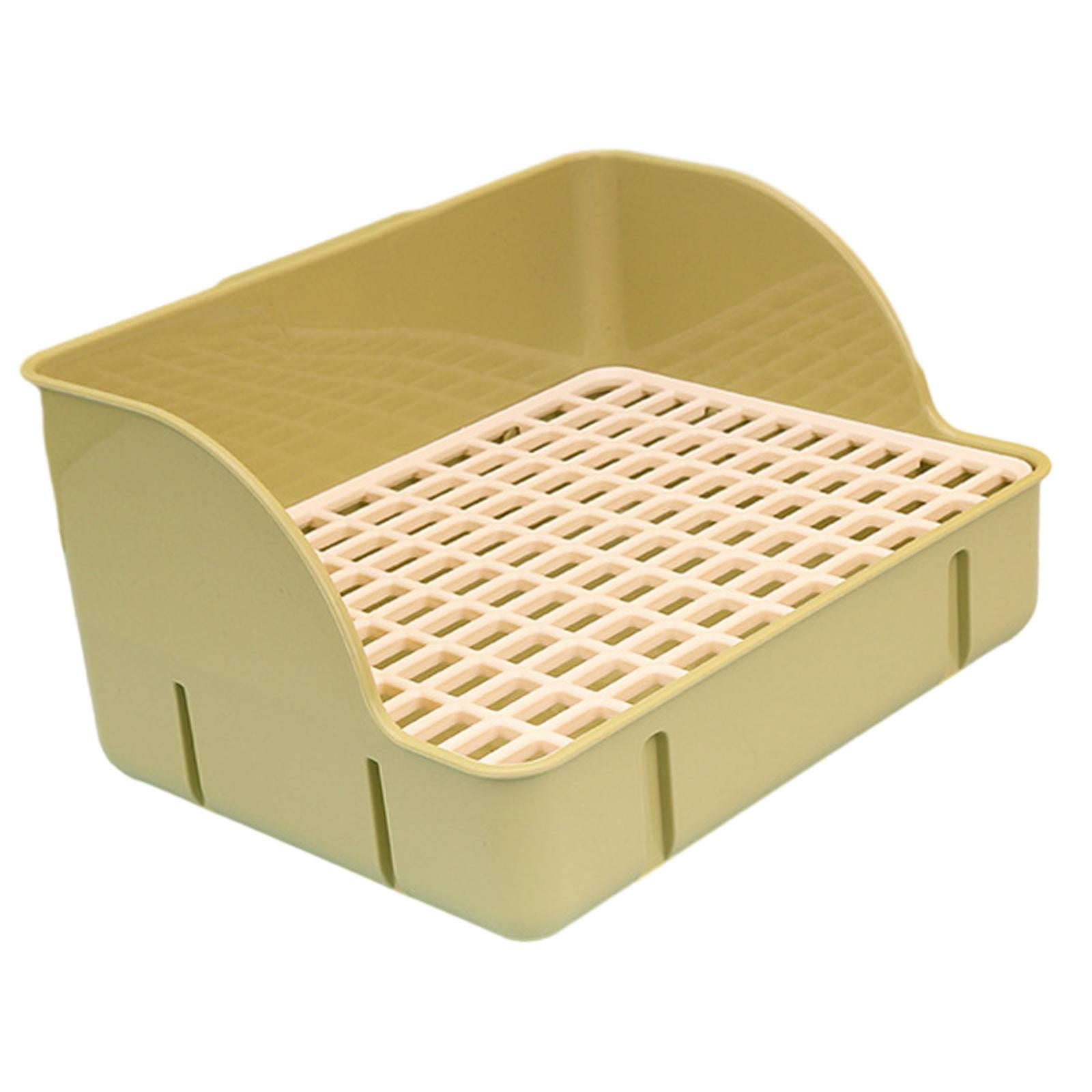 Menolana Rabbit Corner Litter Pan 29x22x15.5cm Potty Trainer Corner Toilet Box for Guinea Pigs Chinchillas Cage Accessories green pp mesh