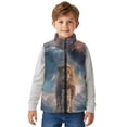 thumbnail image 4 of Xoenoiee Galaxy Lion Cat Print Jacket for Teen Boys Sleeveless Fleece Vest Full Zipper Stand Collar Jacket Warm Outwear Teen Winter Clothes, Size 9-10 Years, 4 of 7