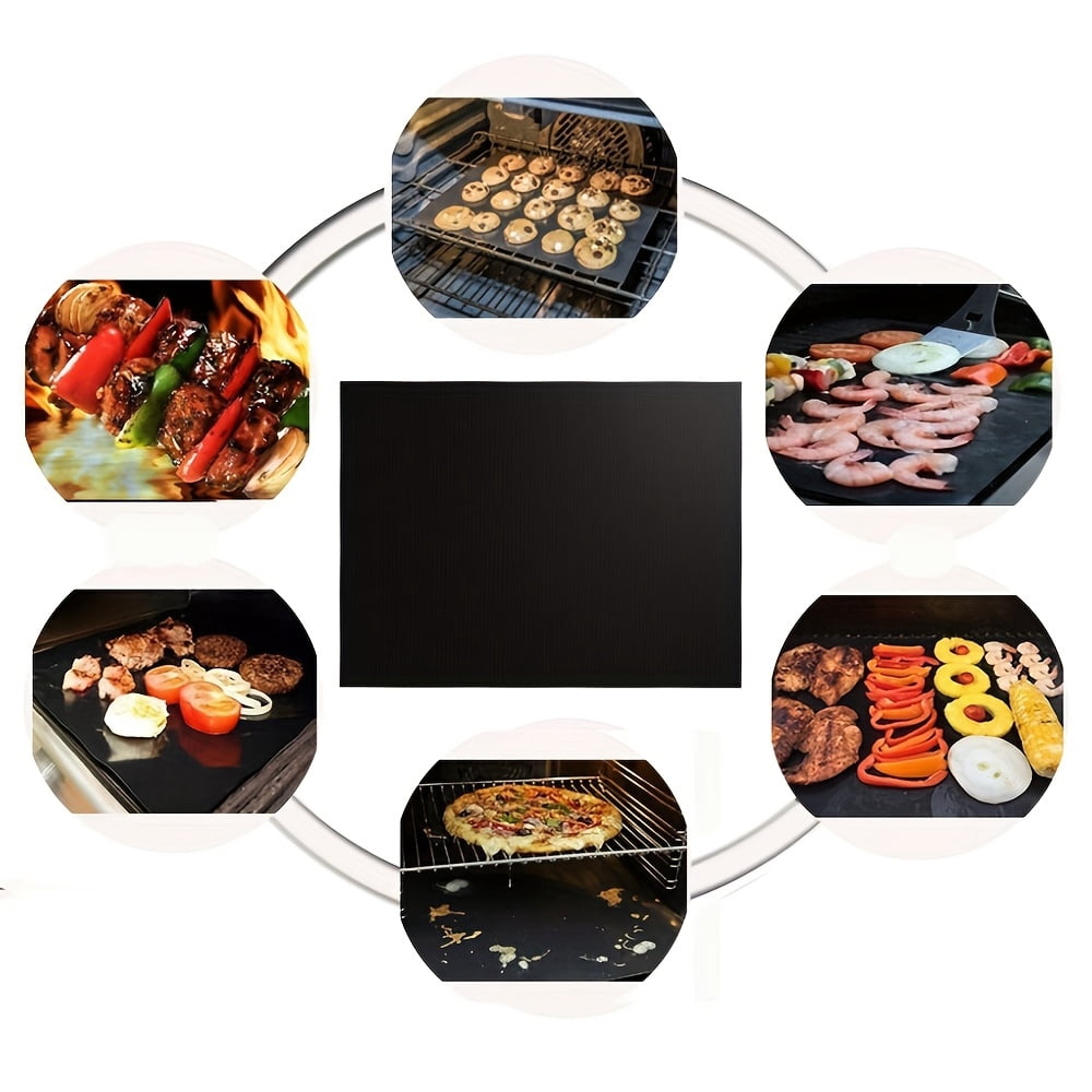 5-Pack High Heat Resistant Non-Stick Grill Mats for Oven, Microwave, Outdoor Picnic, and BBQ