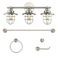 thumbnail image 3 of JONATHAN Y Ellis 24" 3-Light Industrial Farmhouse Vanity Light with Bathroom Hardware Accessory Set, Brushed Nickel (5-Piece), 3 of 10