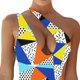 thumbnail image 3 of Traje de baño de una pieza para mujer, un solo hombro, cuello profundo, hermosos patrones, traje de baño de cintura alta tipo 3 M, 3 of 6