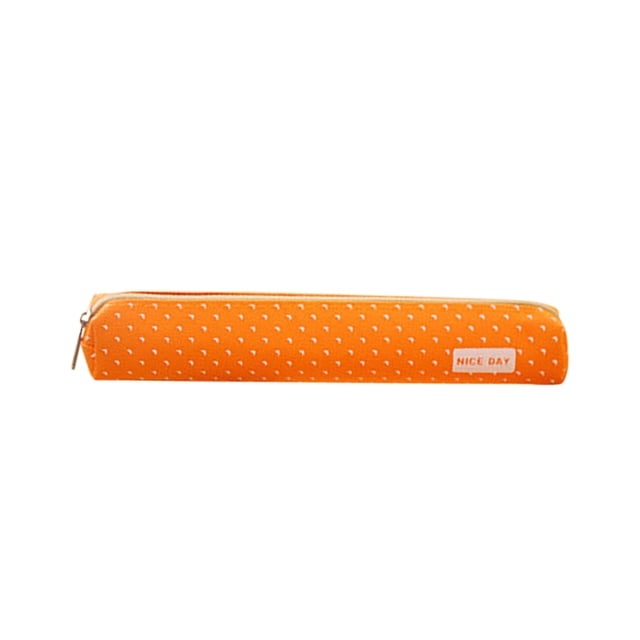 Zipper Pencil Case Canvas Polka Dot Candy Color Long Design Holds 30 Pens For School Office Supplies