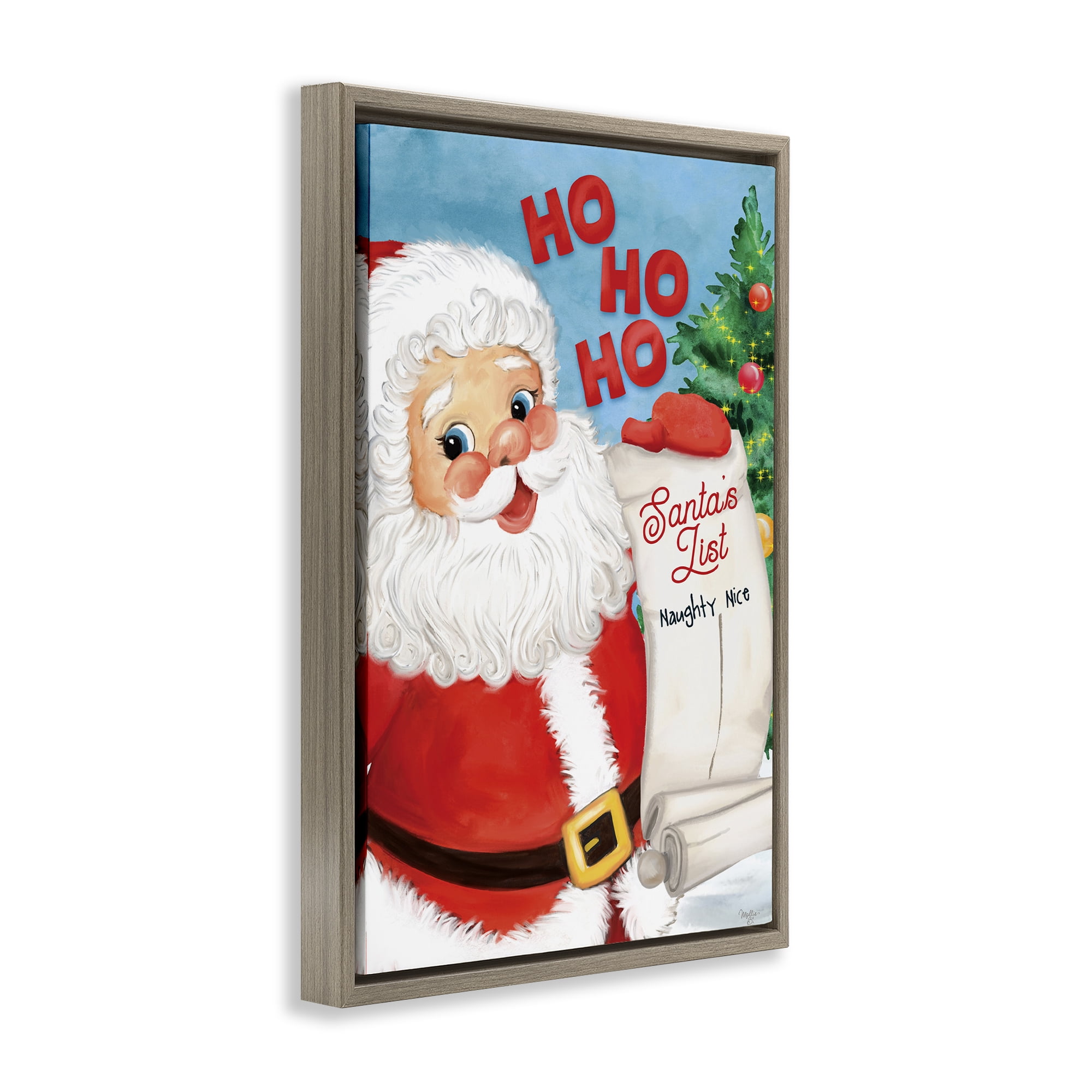 Stupell Industries Santa's Naughty Nice List Holiday Painting Brown Floater Framed Art Print Wall Art, 17 x 25