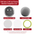 thumbnail image 2 of Button Maker Supplies Onemorello, 100 juegos de insignias metálicas de 75 mm, 2 of 7